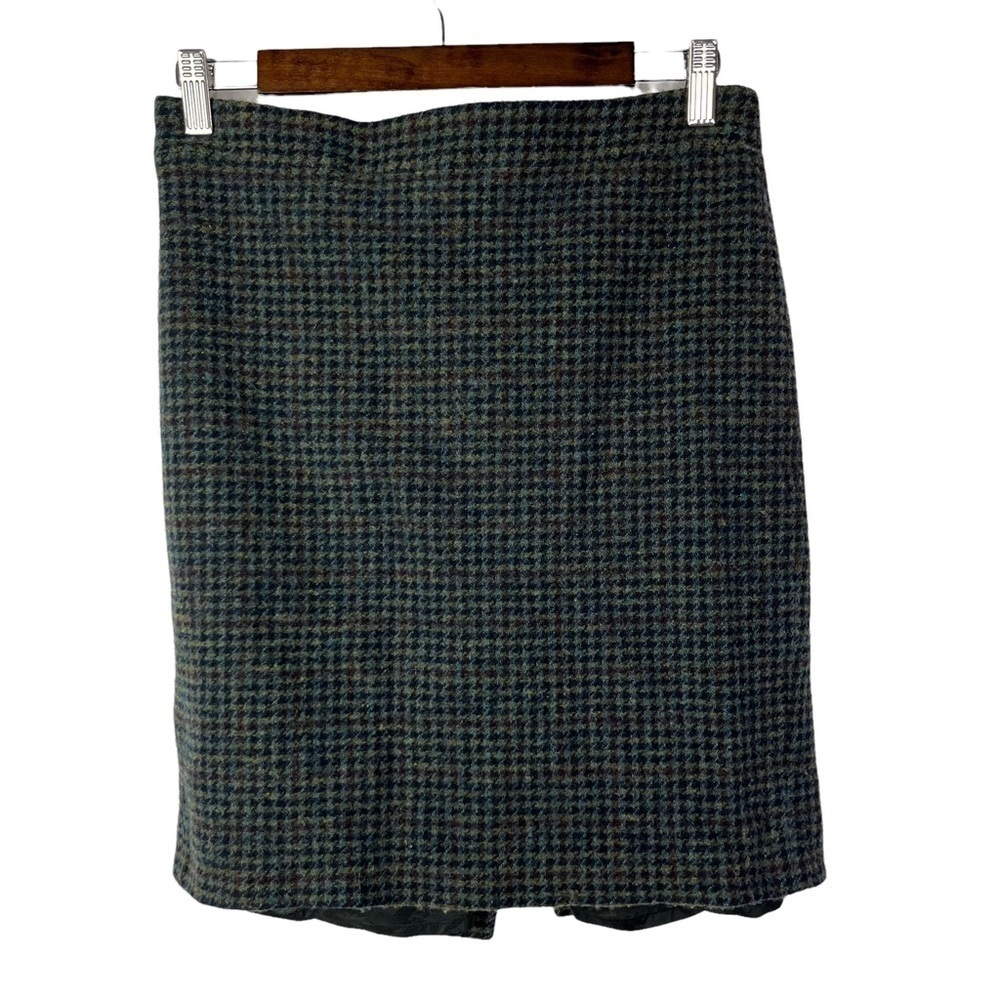 J. Crew Wool Blue & Green Plaid The Pencil Skirt 6